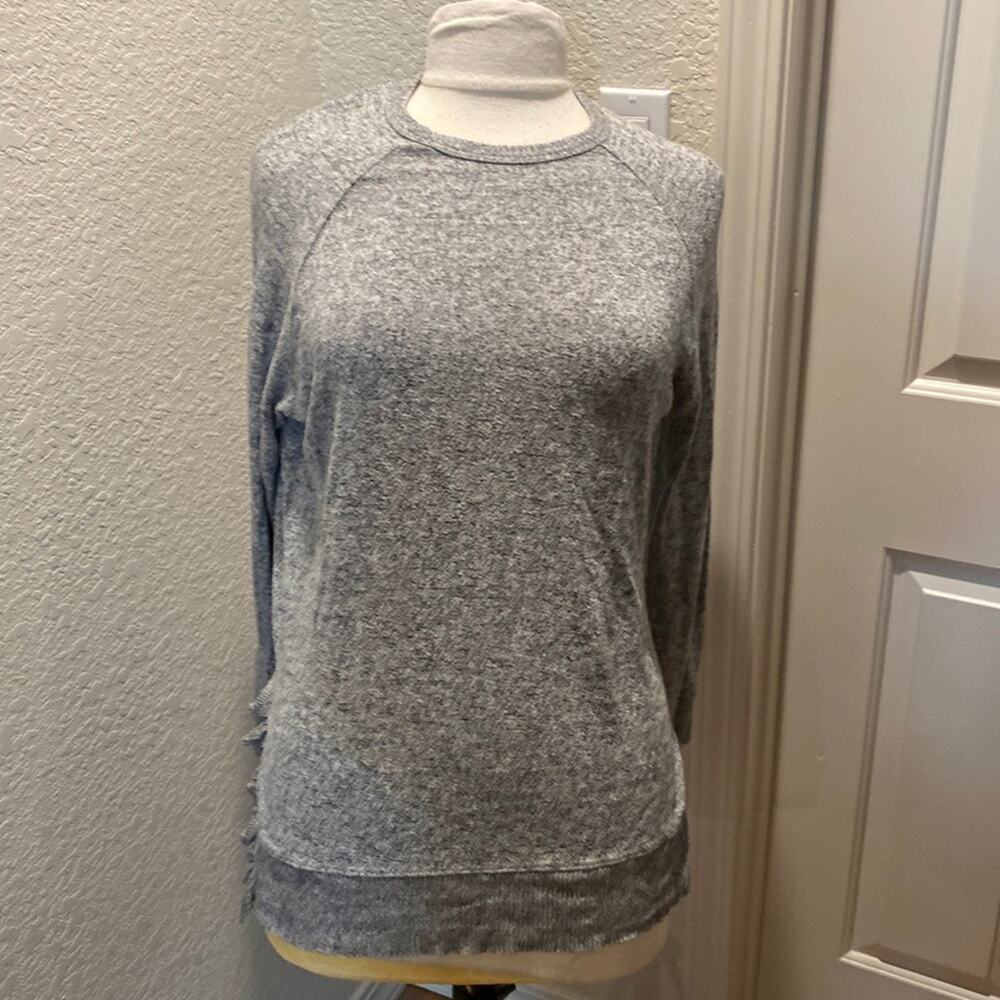 Anthropologie Postmark Lightweight Ruffle Hem Pullover Sweater EUC Sz S